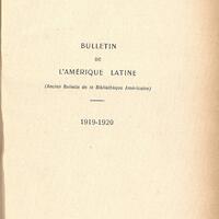 Bulletin de l'Amérique latine, 1919-1920