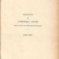 Bulletin de l'Amérique latine, 1918-1919