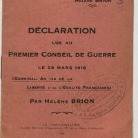 Déclaration lue au Premier Conseil de Guerre, le 29 mars 1918