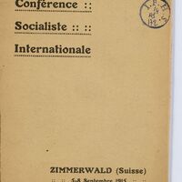 Conférence Socialiste Internationale, Zimmerwald (Suisse), 5-8 septembre 1915