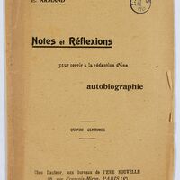 Notes et réflexions pour servir à la rédaction d'une autobiographie