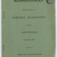 Résolutions approuvées par le congrès anarchiste tenu à Amsterdam, 24-31 août 1907