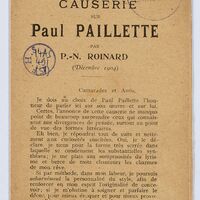 Causerie sur Paul Paillette